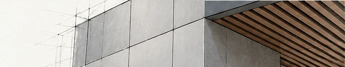 Revestimiento de aluminio compuesto y peine, mitad foto y mitad dibujo técnico